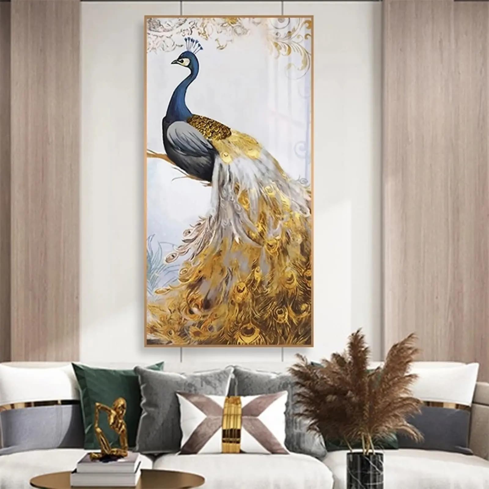 Peintures sur toile paon decoration murale grand format sans cadre