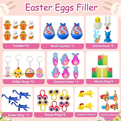 Miniatura 2 de SQZUWIT 100 rellenos de huevos de Pascua, rellenos de huevos de Pascua, juguetes pequeños para recuerdos de fiesta, surtido para niños y niñas,