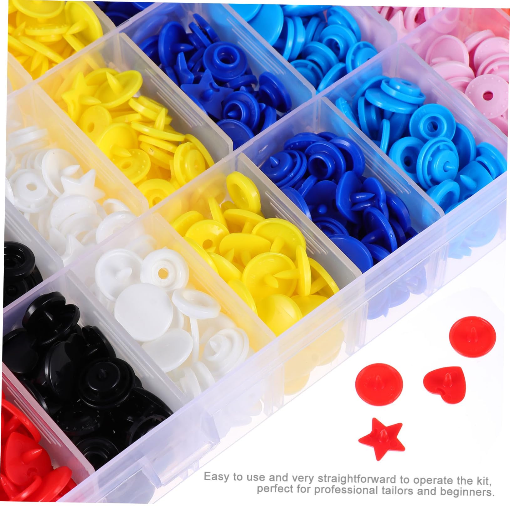 NOLITOY Conjuntos de 360 Botones de Presión de Forma de Estrellas y Corazones Accesorios Duraderos para Costura Broches Fáciles de Usar para Ropa Bolsos y Manualidades