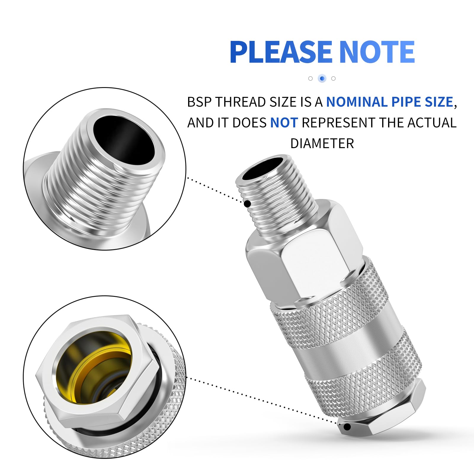 2 pezzi 1/2" BSP maschio raccordi del tubo dell'aria, linea dell'aria accoppiatore industriale rapido, kit di riparazione del tubo del compressore pneumatico