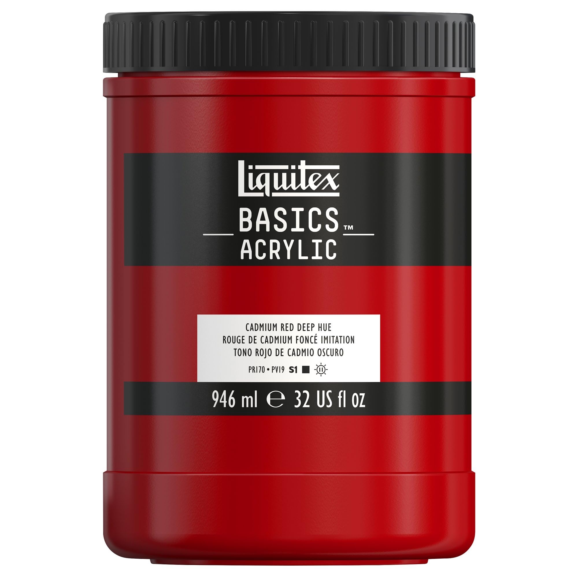 LIQUITEX Basics Acrylic Paint, Cadmium Red Deep Hue, 946 ml Pot
