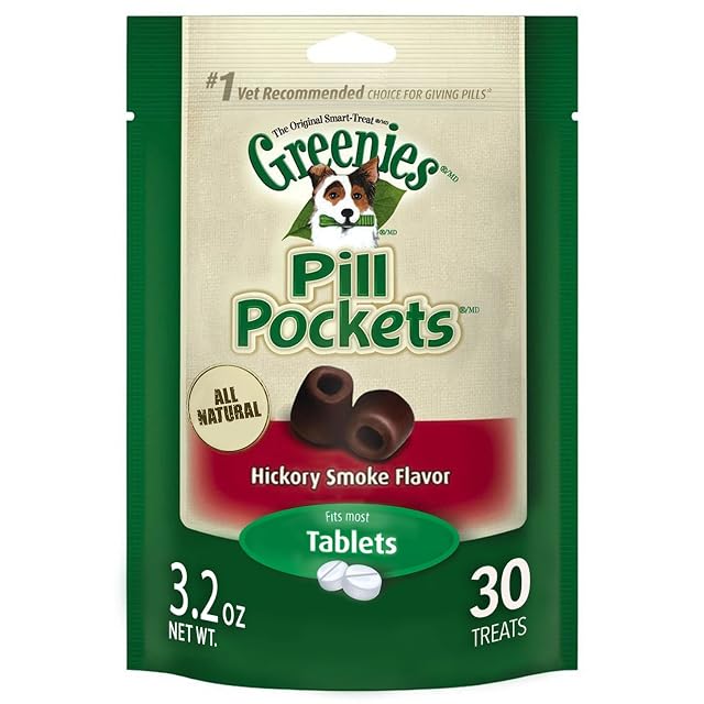 Greenies Pastillero Bolsillos Suaves golosinas para Perros, Humo de Nogal y Tableta, 3.5 onzas (Paquete de 6)