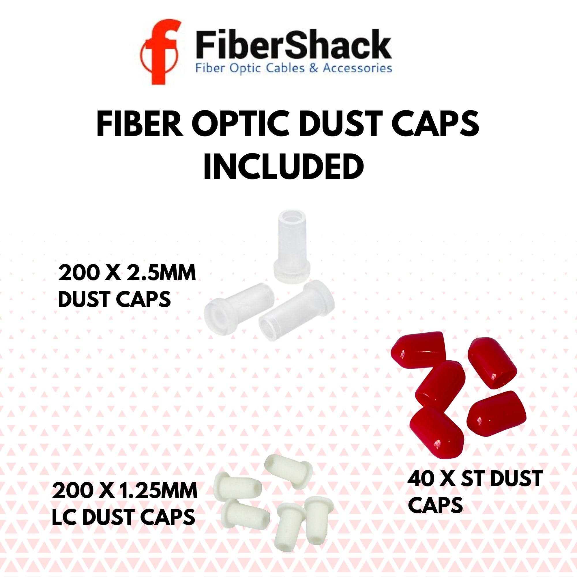 Fibershack - Kit de tapa antipolvo de fibra óptica - ST, Clear SC y LC