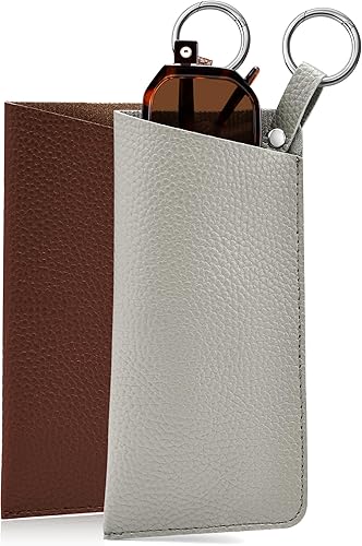 FEISEDY Paquete de 2 fundas portátiles para gafas con gancho de clip, bolsa de cuero suave para gafas, bolsa delgada para gafas de sol B0313