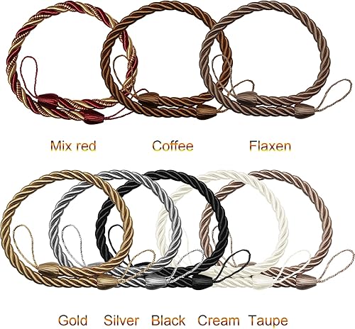 Miniatura 7 de Abrazaderas de cortina decorativas elegantes para exteriores, modernas cuerdas para cortinas con ganchos, paquete de 2