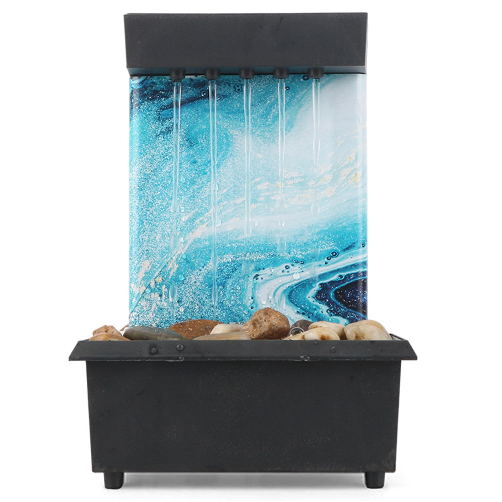 Tsawntd Tabletop Fountain, Desk Waterfall with LED Light and Pebbles USB & Battery Operated Indoor Zen Waterfall Decor for Home & Office Table Fountain Desktop