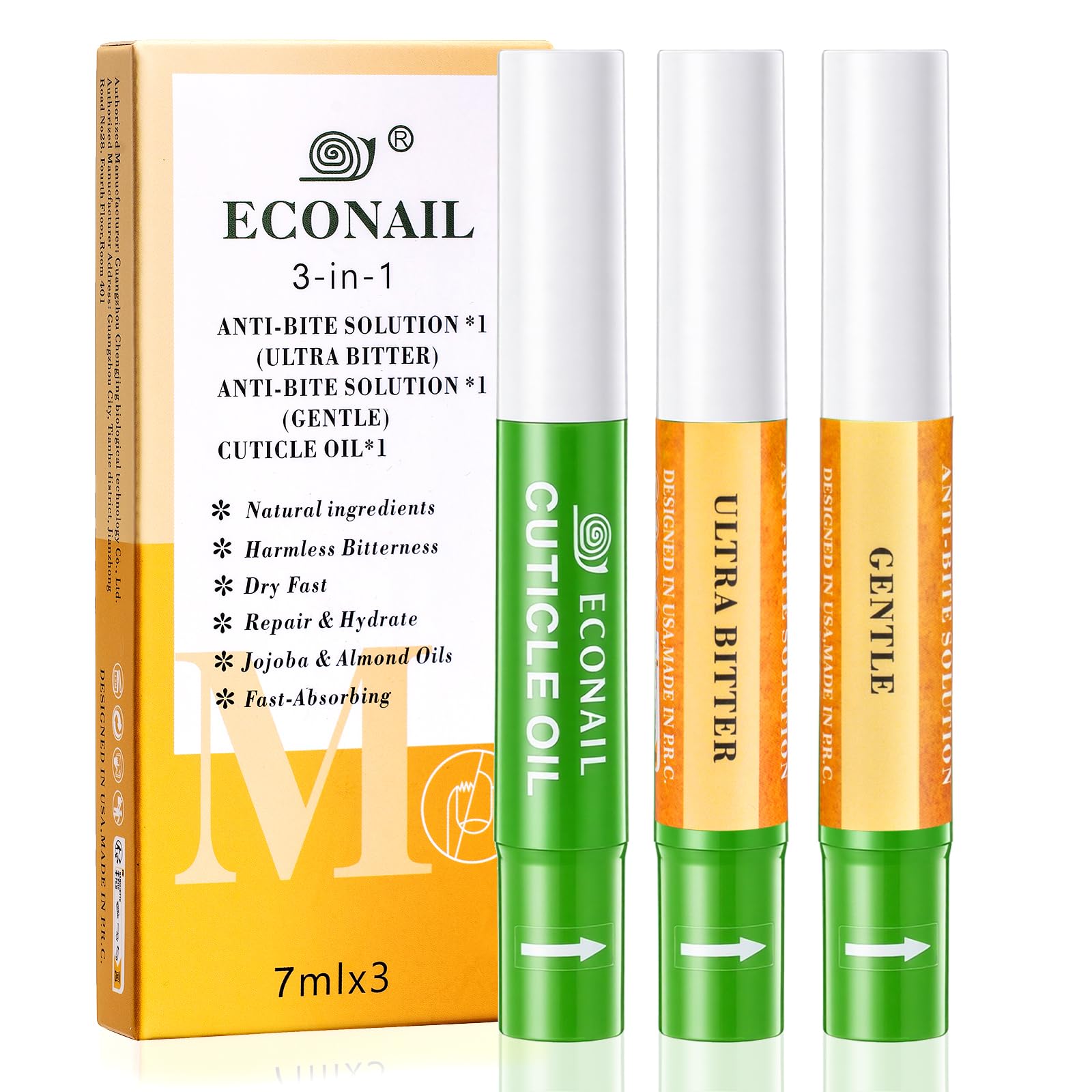 3 IN 1 Nail Biting Prevention Kit for Kids & Adults -3 Pack Includes Extra Strength+ Gentle Bitter Polish + Cuticle Oil. Fast Drying Formula Stops Nail Biting & Thumb Sucking