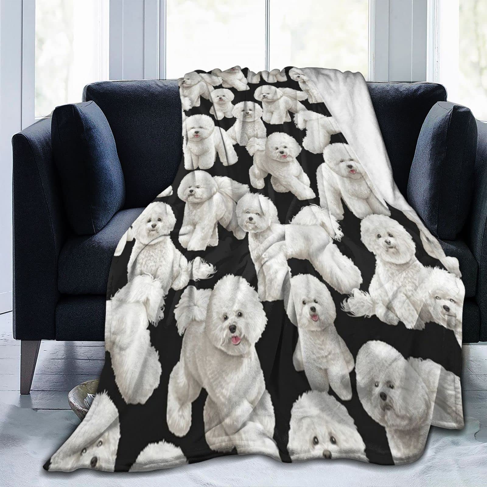 Amazon｜毛布 ビション・フリーゼ 犬柄 ブランケット 厚手 76 X100cm