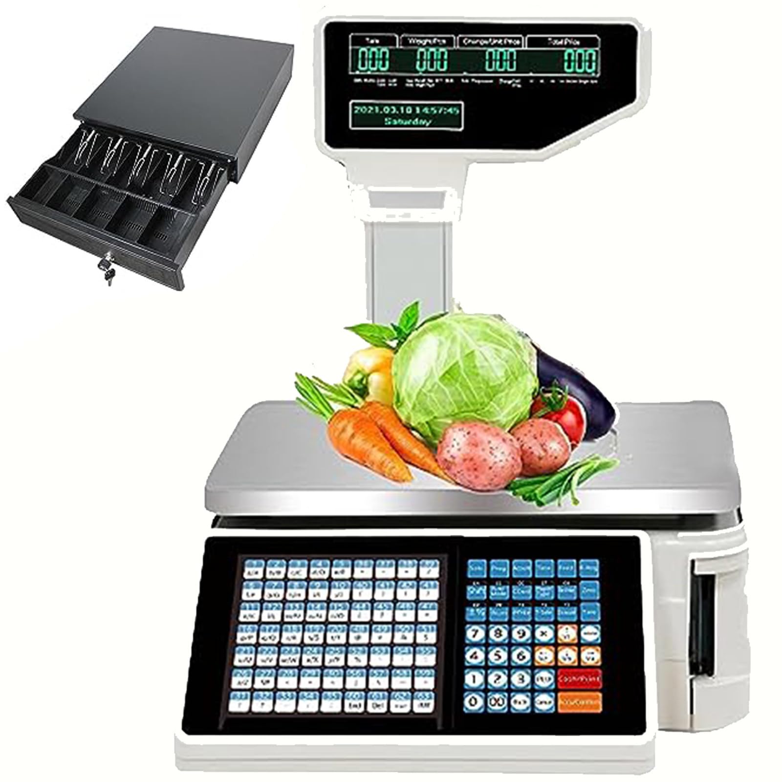 YNIYUJKL Commercial Digital Price Computing Scale With Thermal Label Printer,Electronic Weight Scale,Digital Scale Food Retail Store,Scale