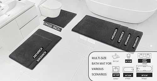 Miniatura 6 de MINIDEAR Alfombras de baño de 24 x 17 pulgadas, color gris volcánico, alfombra de baño de espuma elástica gruesa, ultra suave y esponjosa,