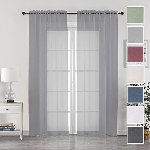 Chyhomenyc 2 paneles de cortinas traslúcidas, con doble jareta para cortinero, de gasa, suaves al tacto, para ventana de dormitorio y demás, 42