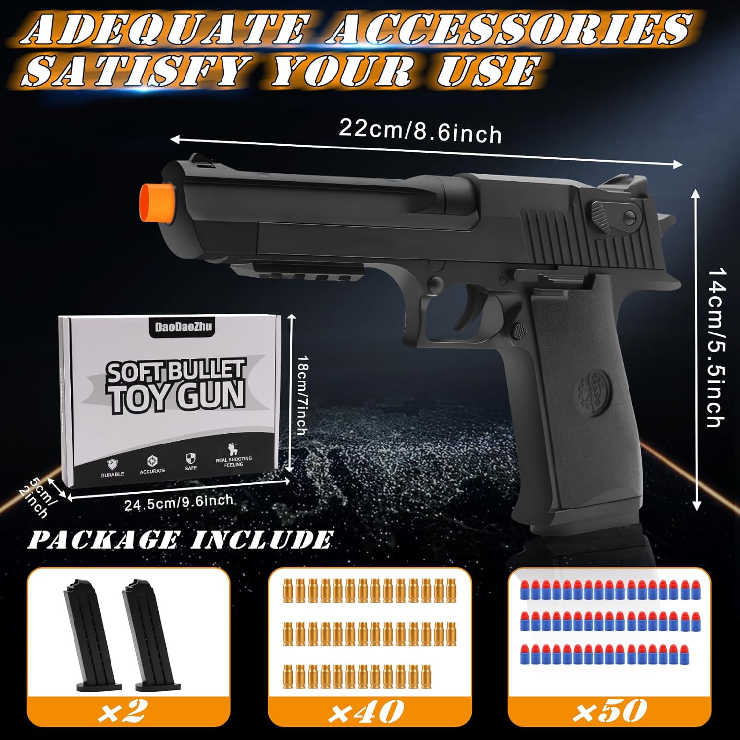 Black Toy Pistol Guns Toys for Ages 8-13 Boys, Soft Bullet Toy Gun Shell Ejecting for Kids Outdoor Shooting Games for 8 9 10 11 12 13+ Year Old Boy Birthday Gifts, Halloween Toys for 8-12+ image 4 of 6 B0D3TWH25N