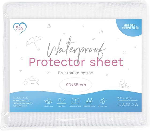 Waterproof Mattress Protector Sheet/Cover Fits 90x55 cm Bedside Crib