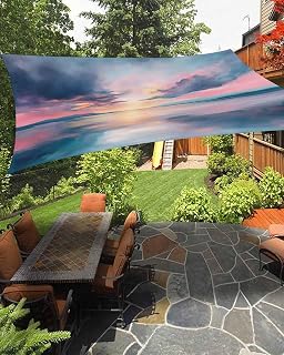 Abstract Art Sun Shade Sails 6.5' x 10' Impressionist Ocean Sunrise Oil Painting Rectangle Waterproof Shade Canopy Sun Blocking Outdoor Sunshades for Patio Garden Backyard