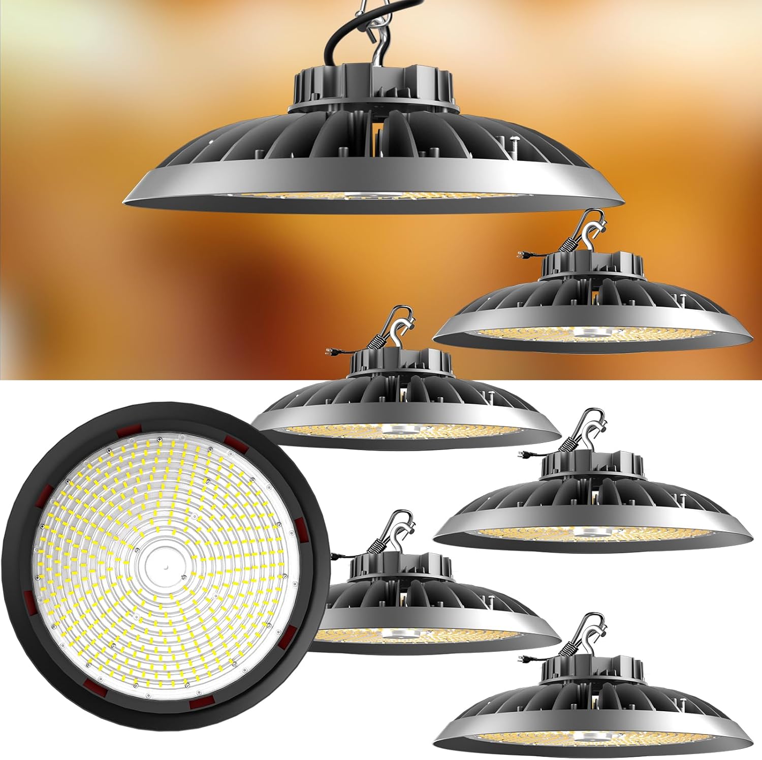 Lightdot 420W LED High Bay Light Fixtures 63000lm Commercial UFO Lights, AC100-277V 5000K Daylight High Bay LED Shop Lights for 30-60FT Height Warehouse-5Pack