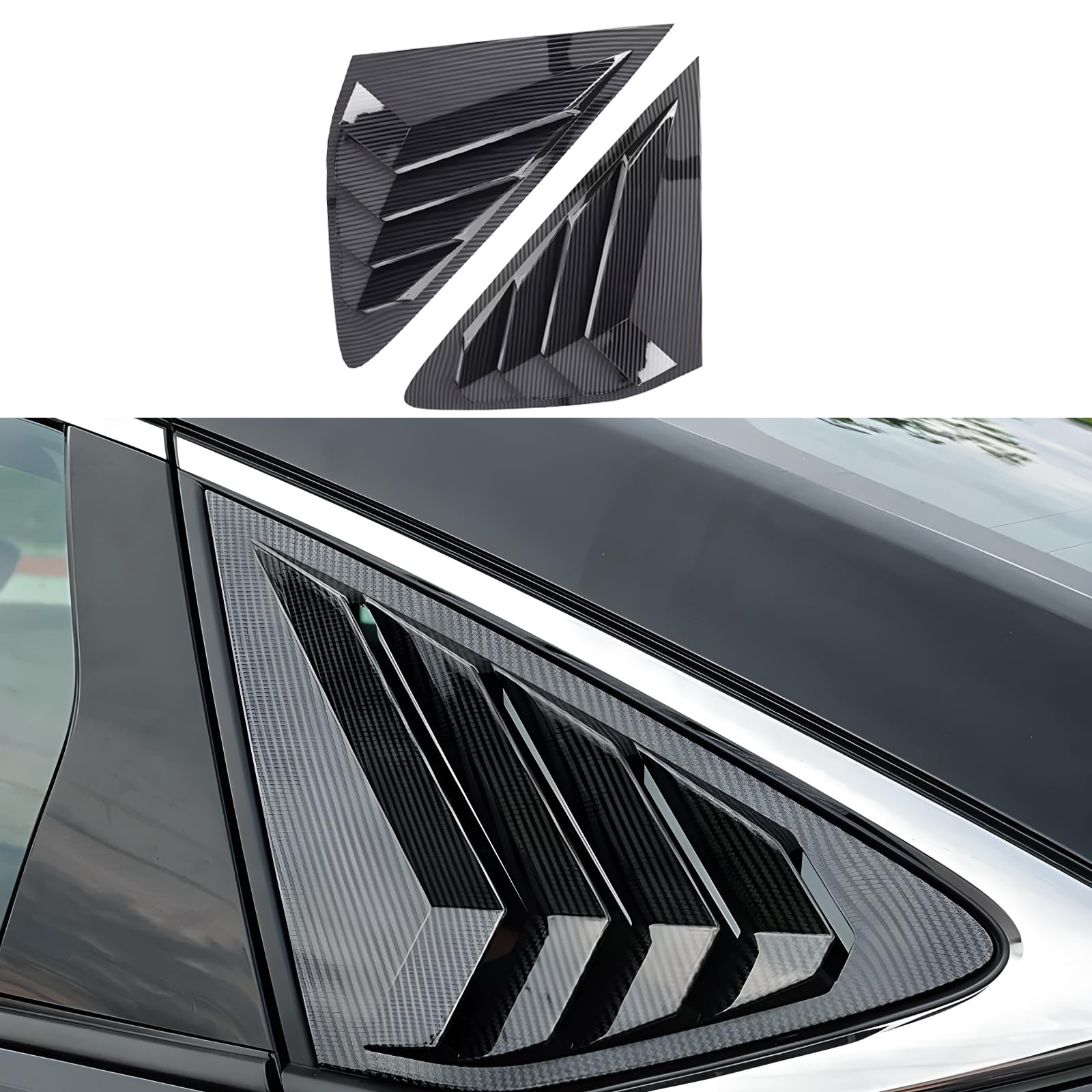 for Honda Accord Sport Style Rear Side Window Louvers Air Vent Scoop Shades Cover Trim for Honda Accord 2023 2024 2025-Carbon Fiber Style