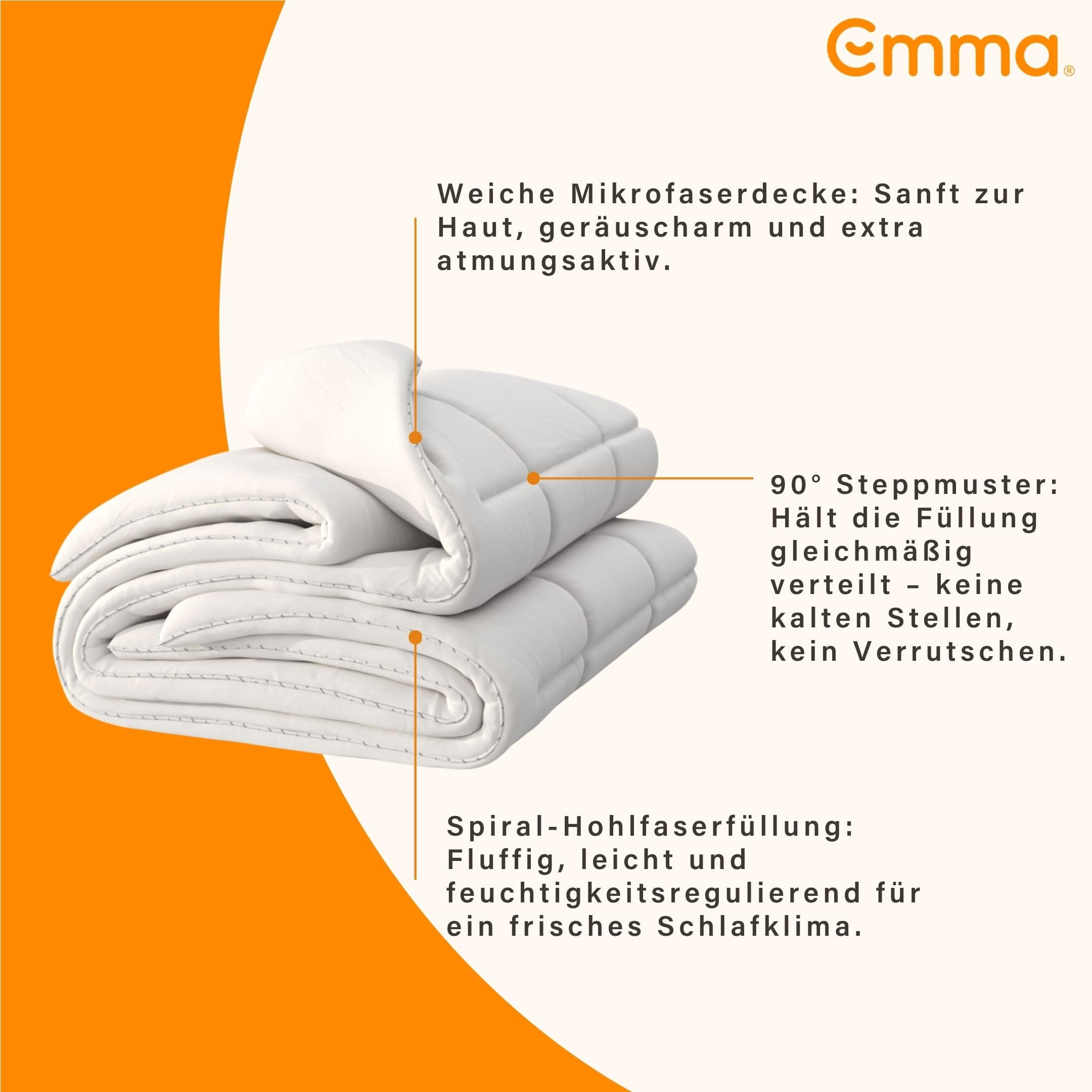 Emma One Bettdecke Leicht 135x200 – Optimal für Sommer & Frühling – Atmungsaktive & Waschbare Sommerdecke – Fluffig, Leicht & Feuchtigkeitsregulierend