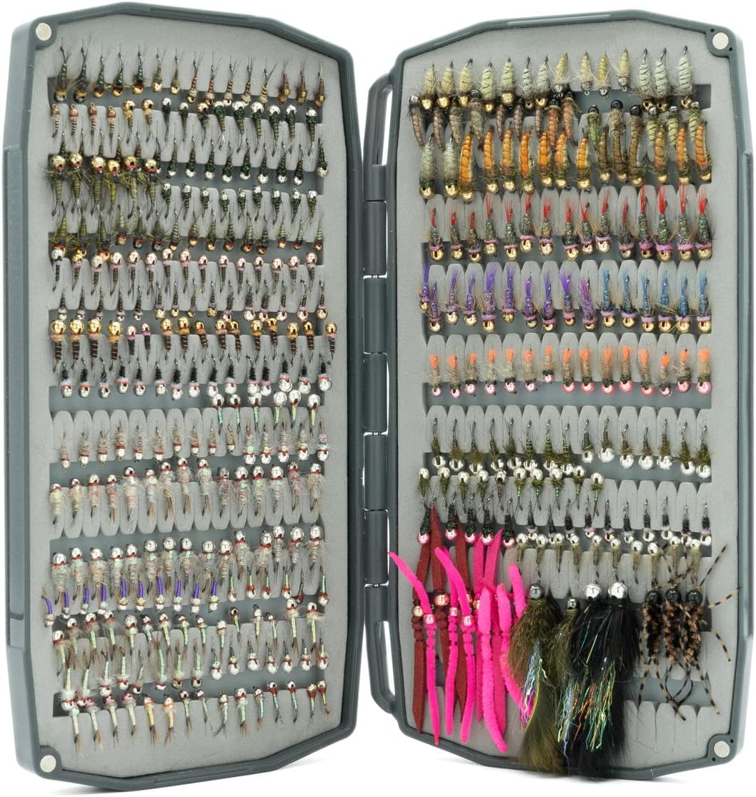 UMPQUA UPG Foam Double Essential Large Gray Fly Box - Lightweight Strong Impact-Resistant Quick-Loading Fly Storage Case - Fly Fishing Tackle Organizer