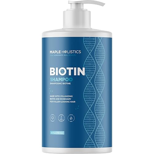 Champú de romero y biotina para adelgazar el cabello, champú voluminizador vegano para cabello fino con vitaminas B, aceite de argán y aceite