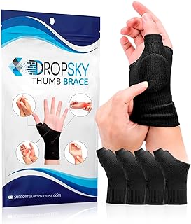 Wrist Thumb Support With Gel Pad,Thumb Brace for Arthritis Pain and Support-Thumb Wrist Brace, Arthritis and Carpal Tunnel Pain- Left and Right Hand- Breathable, Lightweight, 4 pack-(Black)