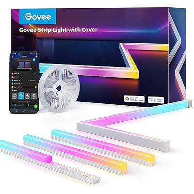 Govee RGBIC LED Strip Lights 32.8ft with Covers, Smart Lights Work with Alexa and Google Assistant, LED Diffuser Channel with LED Lights for Bedroom, Skirting Lines, Studio, Cabinet