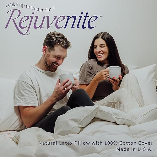 Miniatura 6 de RejuveNite American Talalay - Almohada de látex de soporte medio de alto perfil para dormir con lujoso satén 100% algodón, funda de 400 hilos,