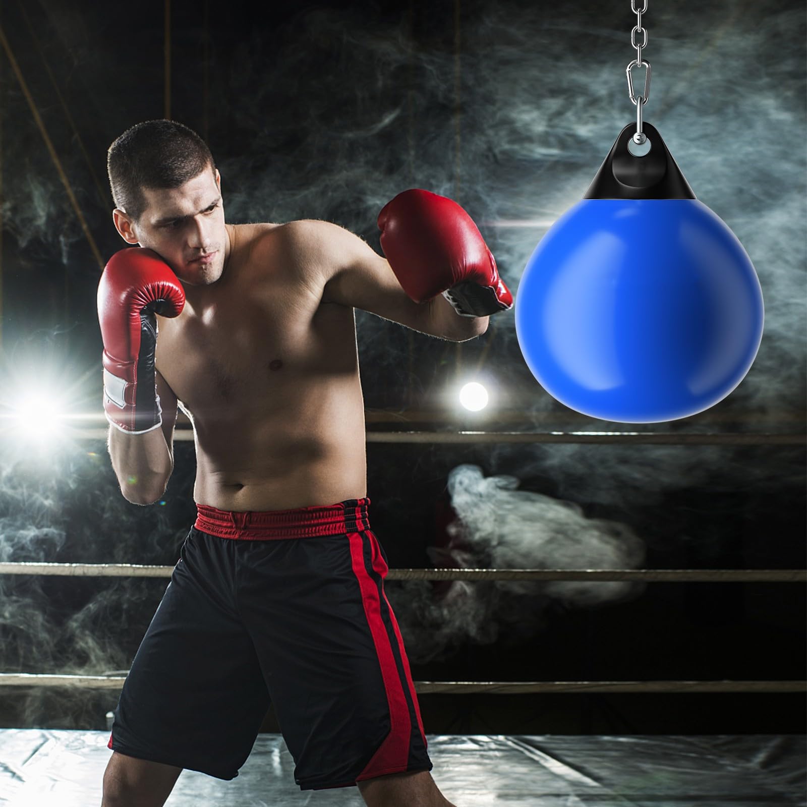 COSTWAY Sacco da Boxe per Bambini ed Adulti 50 kg, Sacco da Boxe ad Acqua con Catena Metallica Regolabile, Ganci, Fibbie di Assicurazione e Tubo dell’Acqua