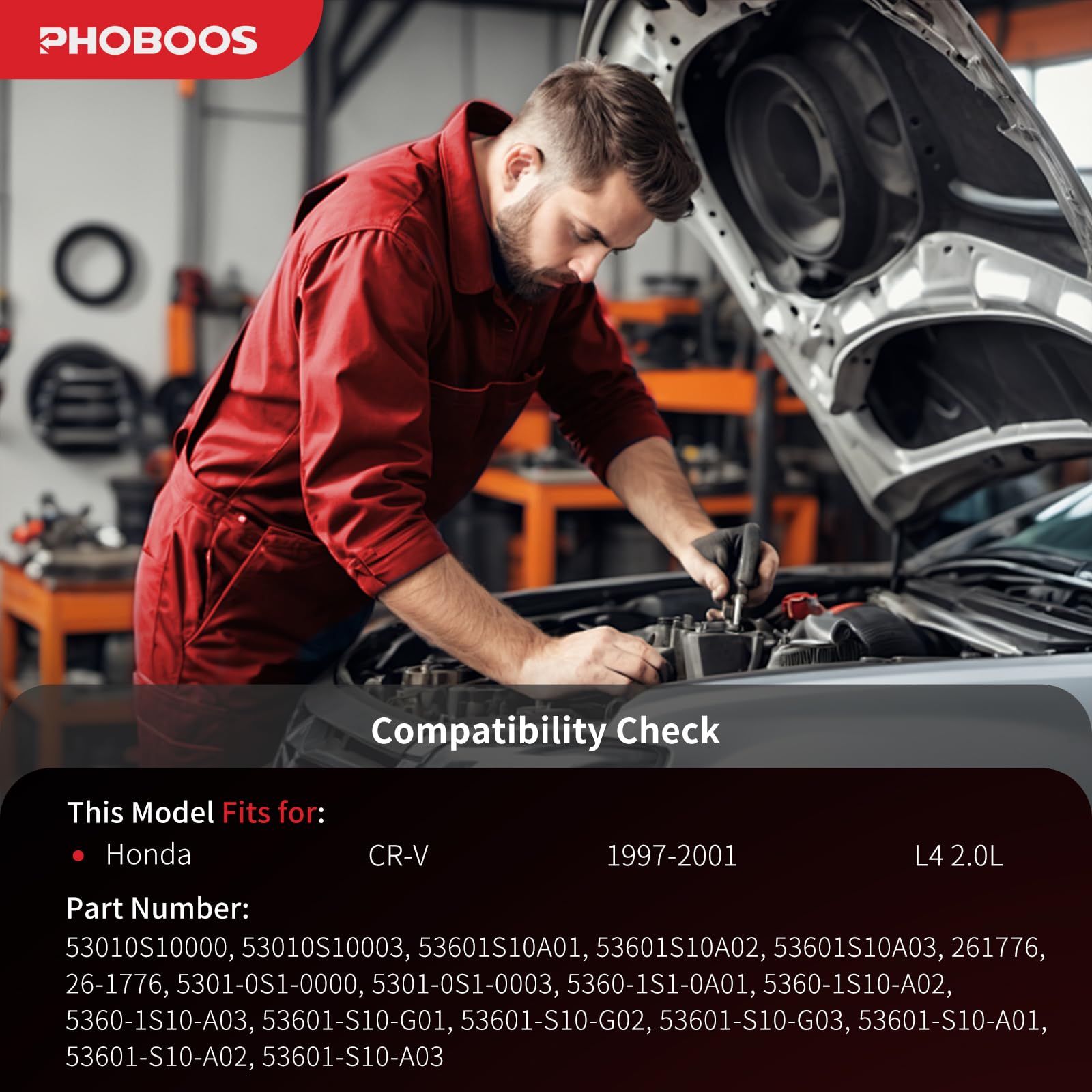 PHOBOOS Conjunto de piñón y cremallera de dirección hidráulica compatible con Honda CR-V 1997-2001, L4 2.0L. Nueva unidad, a prueba de fugas, ajuste atornillado directo, Ref. 26-1776
