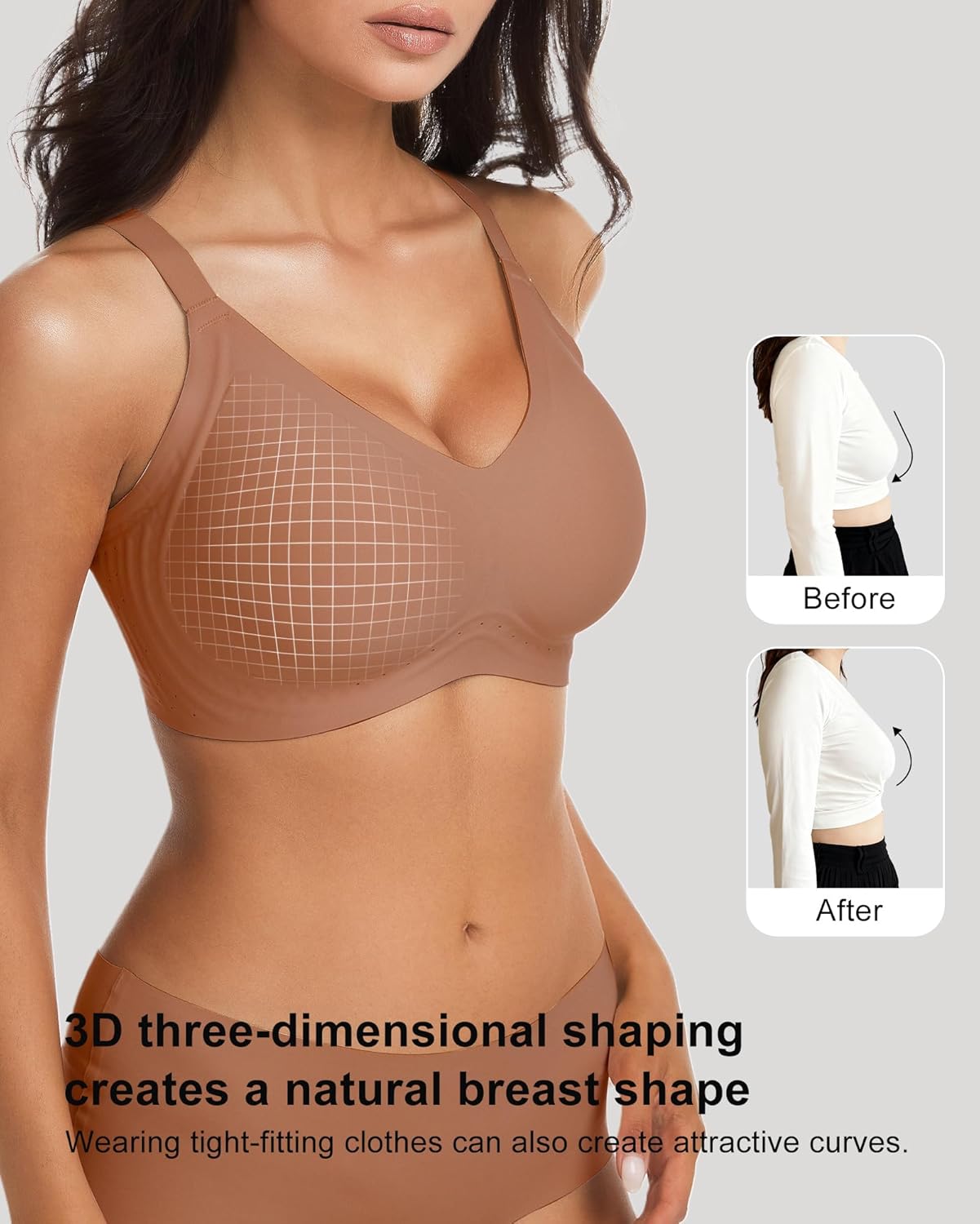 Jelly Wireless Push Up Bra 53 Vents Breathable Seamless Support for Women All Day Comfort Skin-Friendly Fabric - Image 5