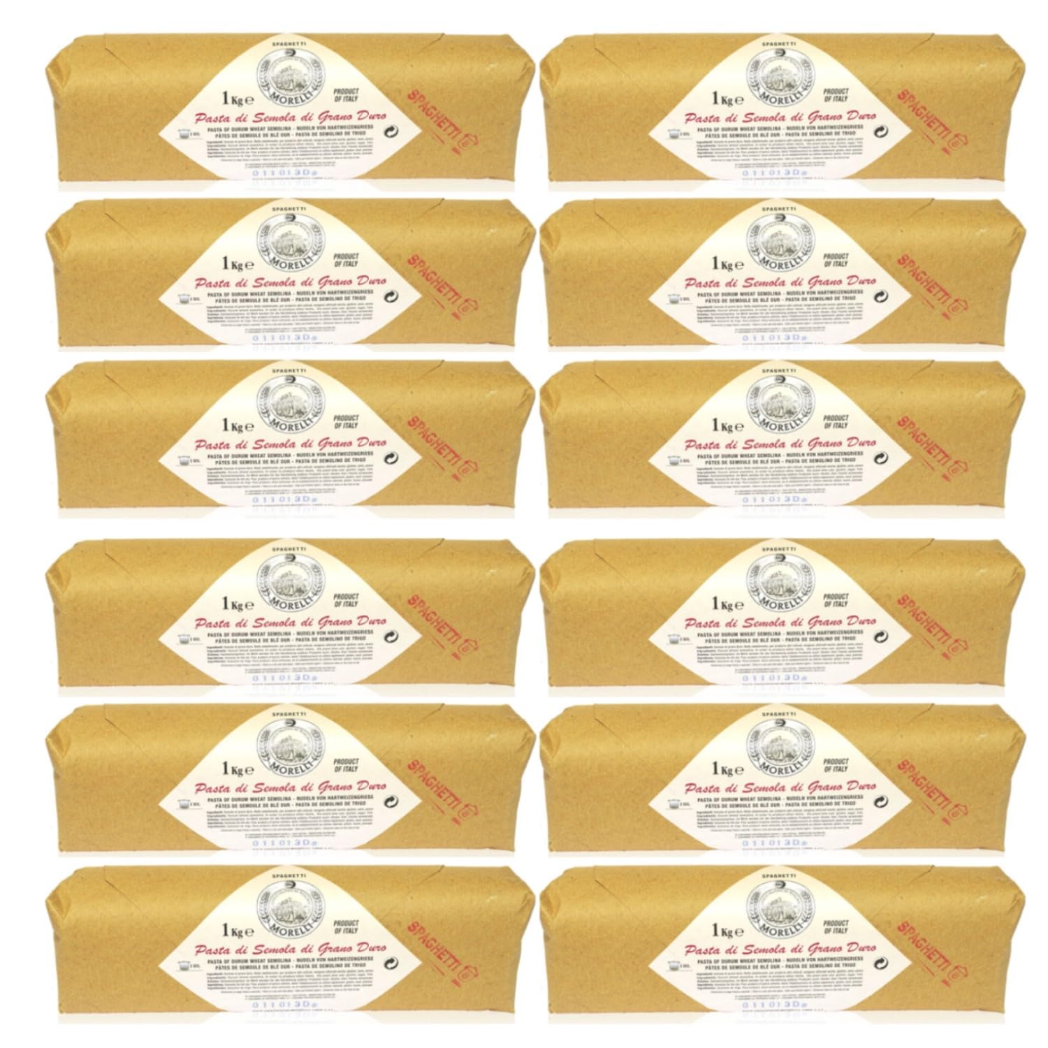 Morelli Spaghetti in Kraftpapier eingewickelt Pasta Nudeln Italien inkl. FeinWert E-Book (12 x 1kg)