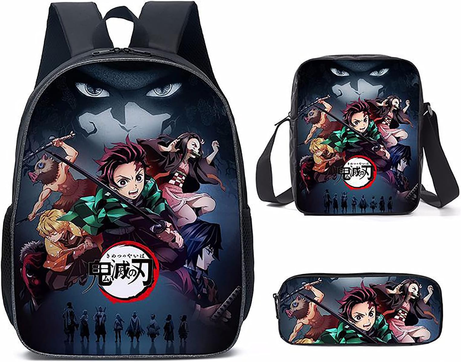 Elementary And Middle School Students Anime Demon Slayer Backpack Three-Piece Backpack Satchel Pen Bag Comic Fan Fan Supplies