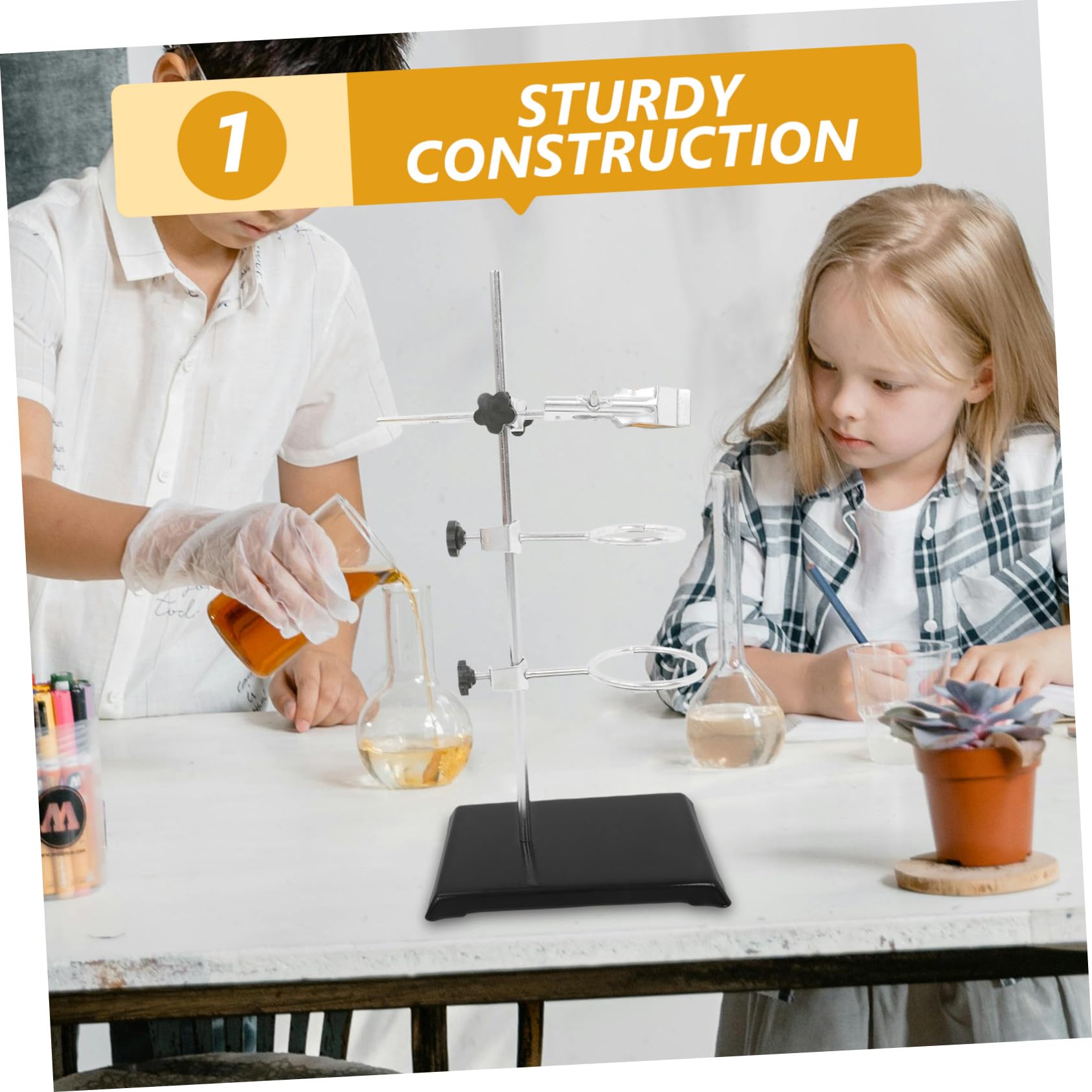 Cabilock Support Annulaire de Laboratoire Pince pour Flacons Support Réglable pour Matériel Base Stable pour Expériences Chimiques et Biologiques pour Écoles et Laboratoires