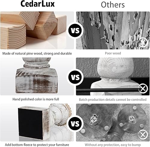 Miniatura 3 de Soporte de vela para vela de pilar, juego de 2, soporte de vela de madera de granja, soporte de vela de madera rústico, candelabros de madera Blanco