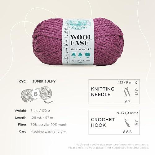 Vista 175 de Lion Brand Yarn Wool-Ease Thick & Quick Yarn - 318.2 ft, Graphite Grafito