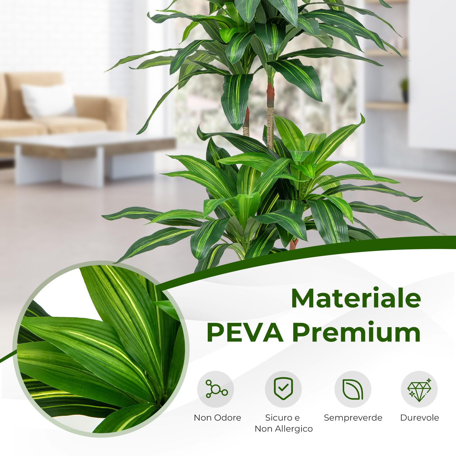 COSTWAY Pianta Finta Dracaena da Interno ed Esterno 140 cm