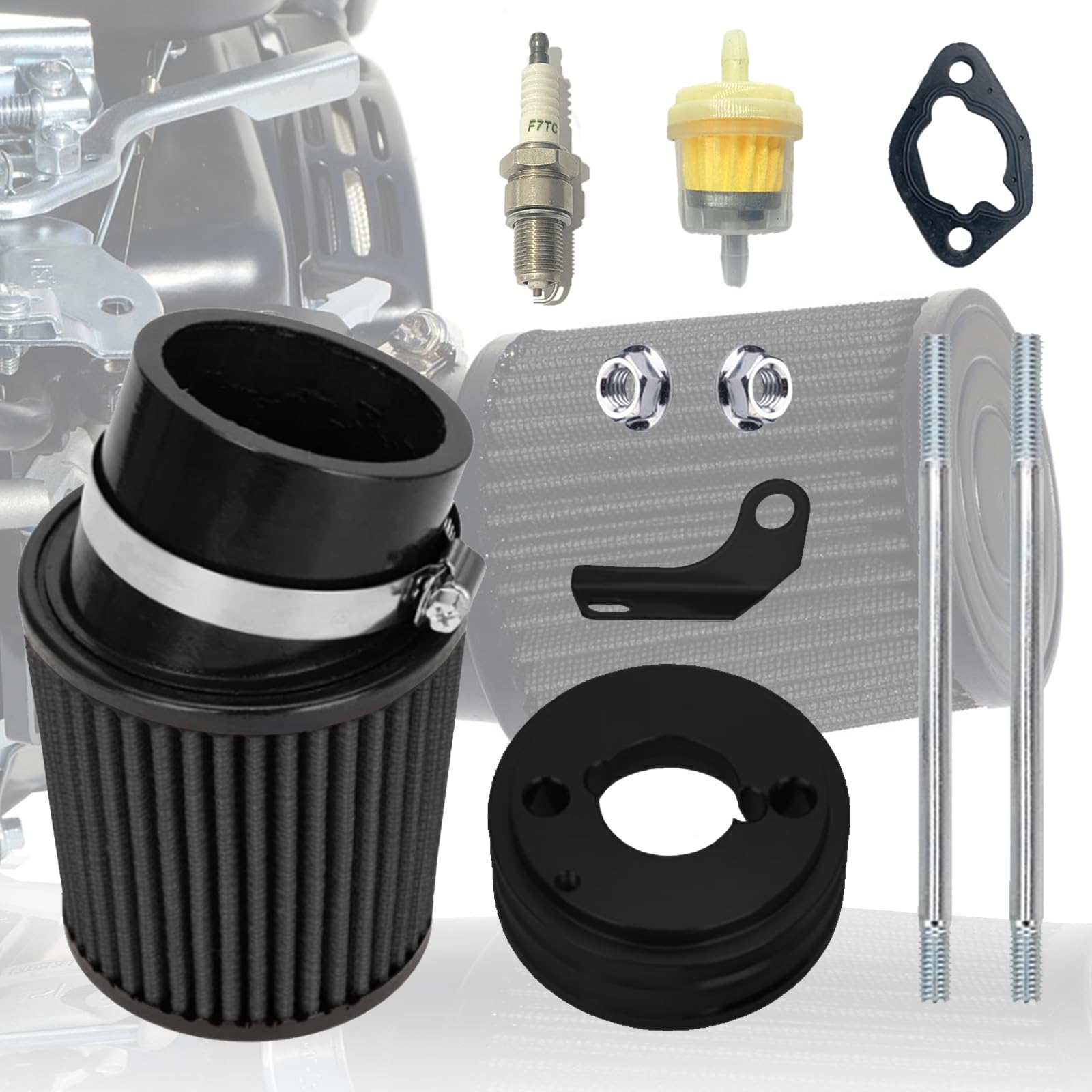 QYMOTO Upgrade Air Filter Kit for Predator 212cc 196cc,Coleman CT200U,KT196 Air Filter Performance Intake Adapter for CT200U-EX Axis M200 BT200X Baja MB165 MB200 Mini Bike Go Kart GX160 GX200 Engine