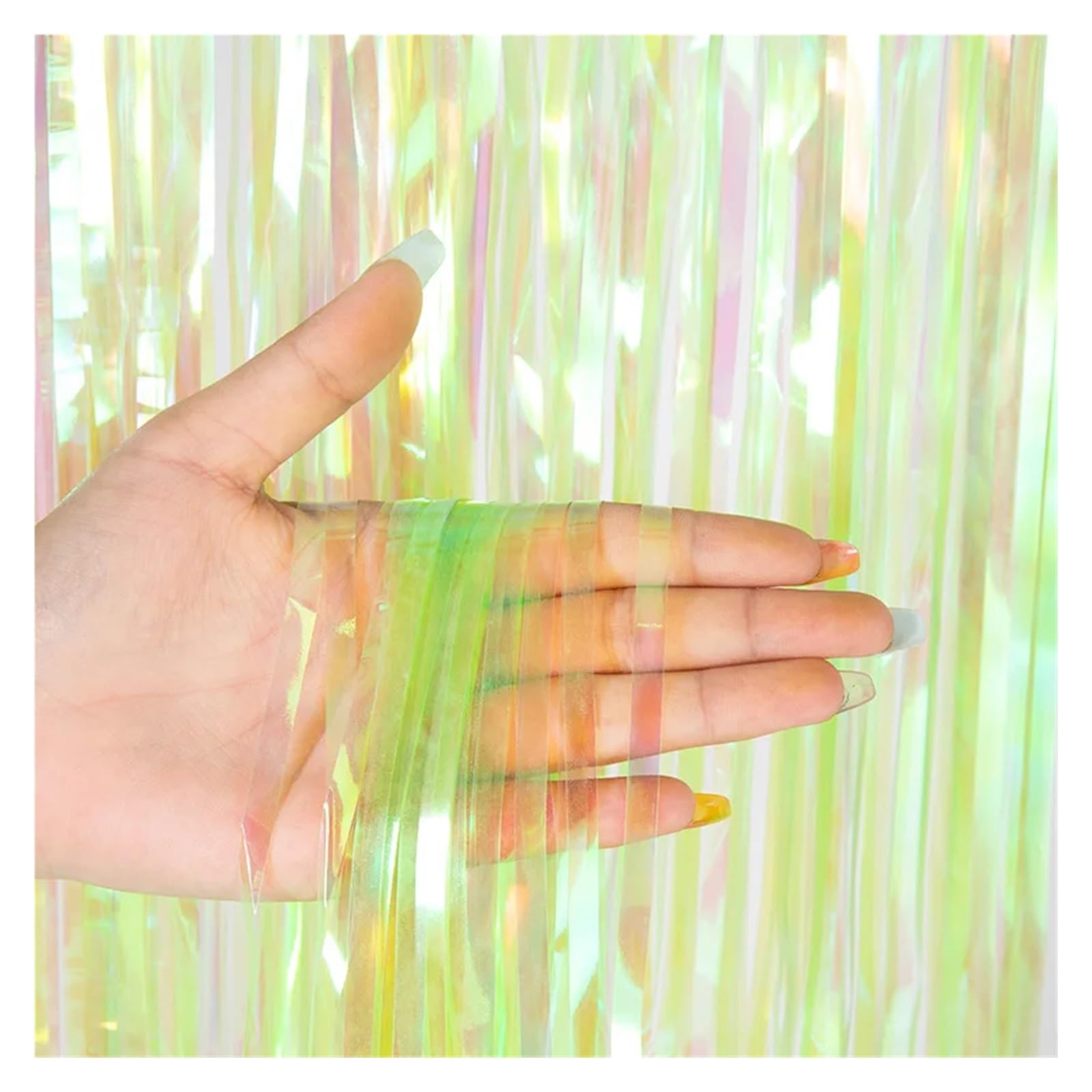 EnxJire Fringe Backdrop Curtain 1x2M Tinsel Foil Fringe Backdrop Curtains Background for Wedding Photo Booth DIY Party Decorations(Color green)