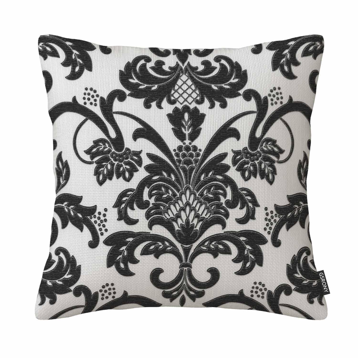Black and White Floral Pattern Throw Pillow Case Covers Flower Design Sofa Decor 18X18 Inch Double Sides Cotton Linen