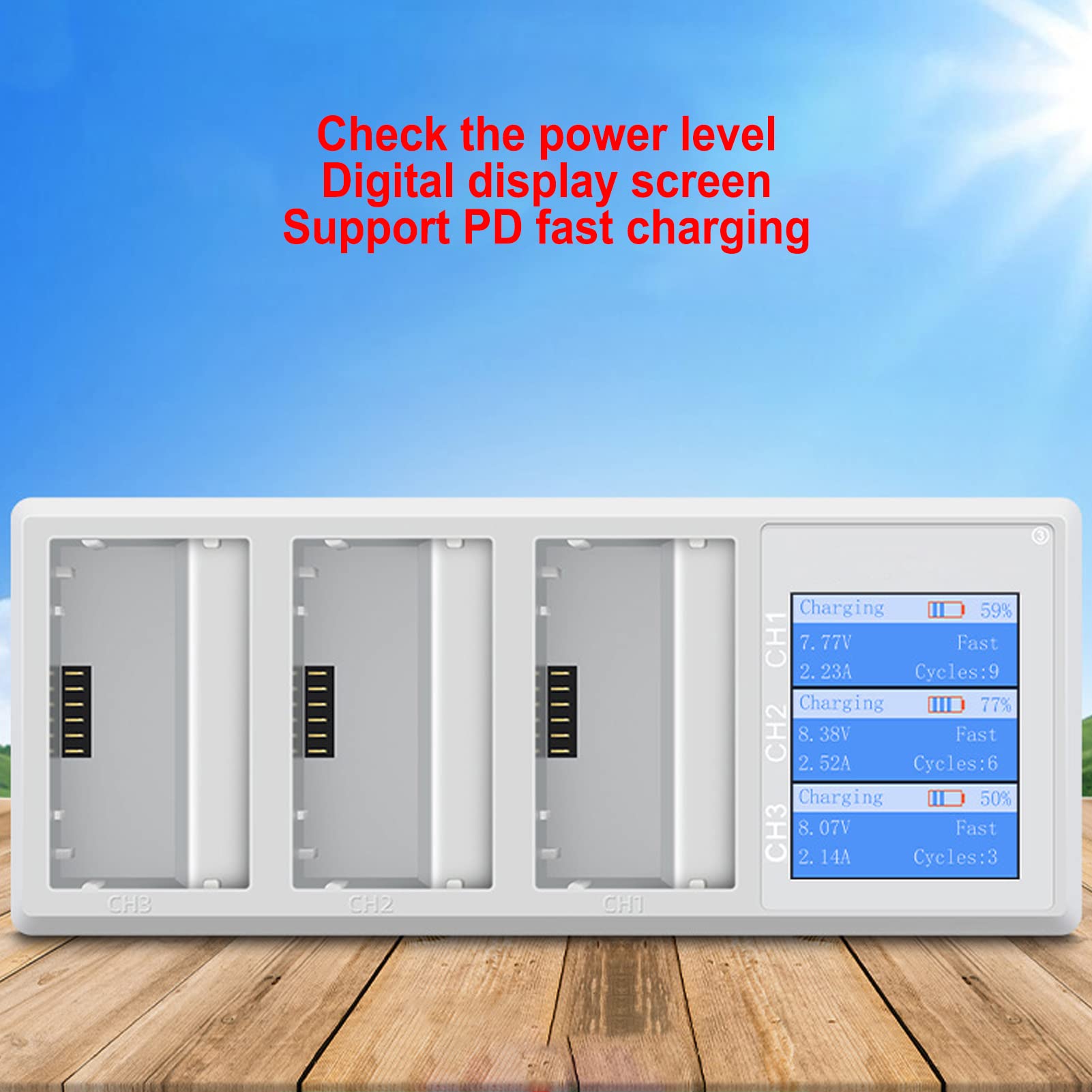 Hub di Ricarica per Batterie per Droni con Display LCD, Supporta 3 Batterie e Ricarica Bidirezionale per 3 Pro/