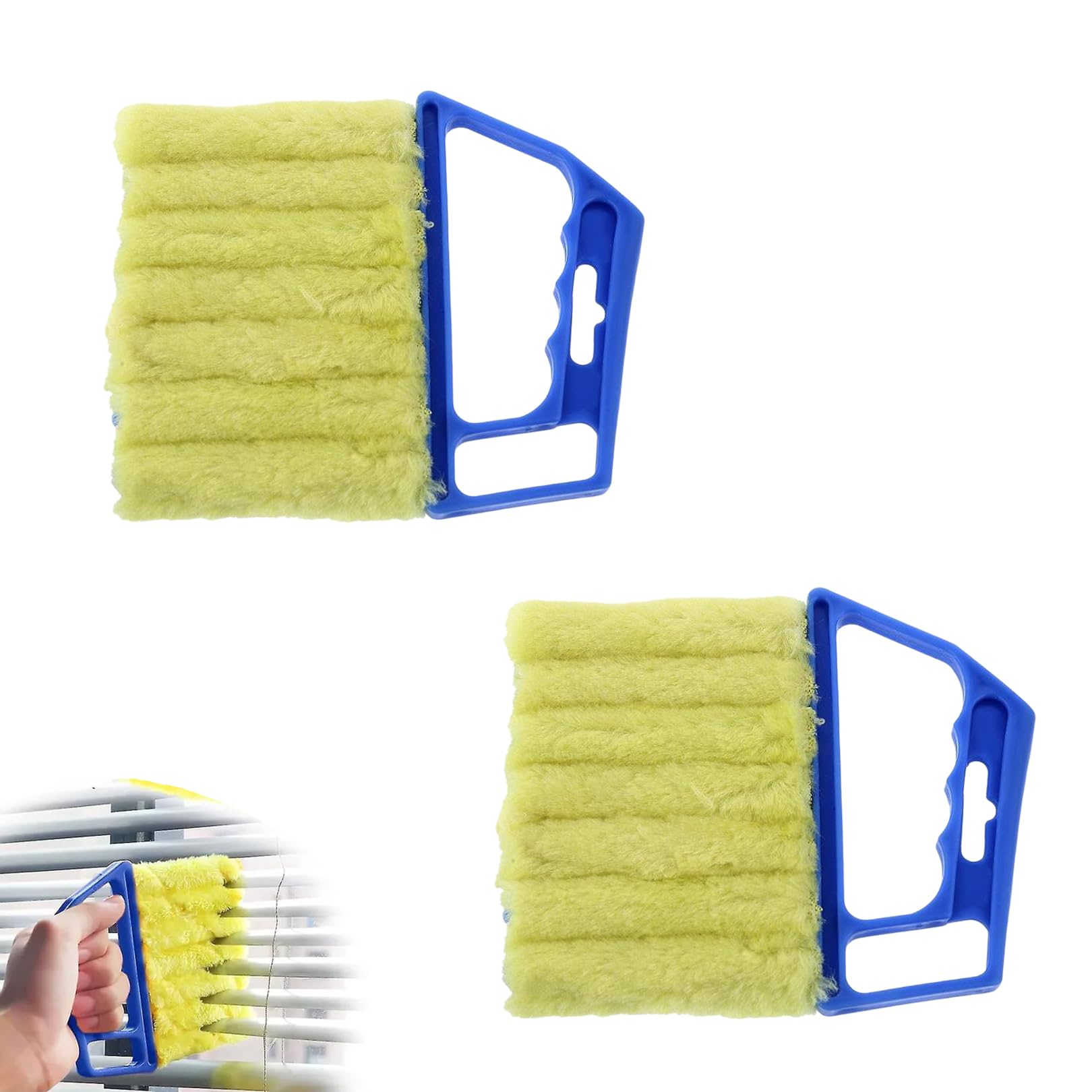 2 Pcs Blind Cleaner,Venetian Blind Cleaner Tool,Blue Blinds Cleaners Brush with Ergonomic Handle,Venetian Blind Damp Duster for Wooden Venetian Blinds,Window Slat and Air Conditioners Removal Dust