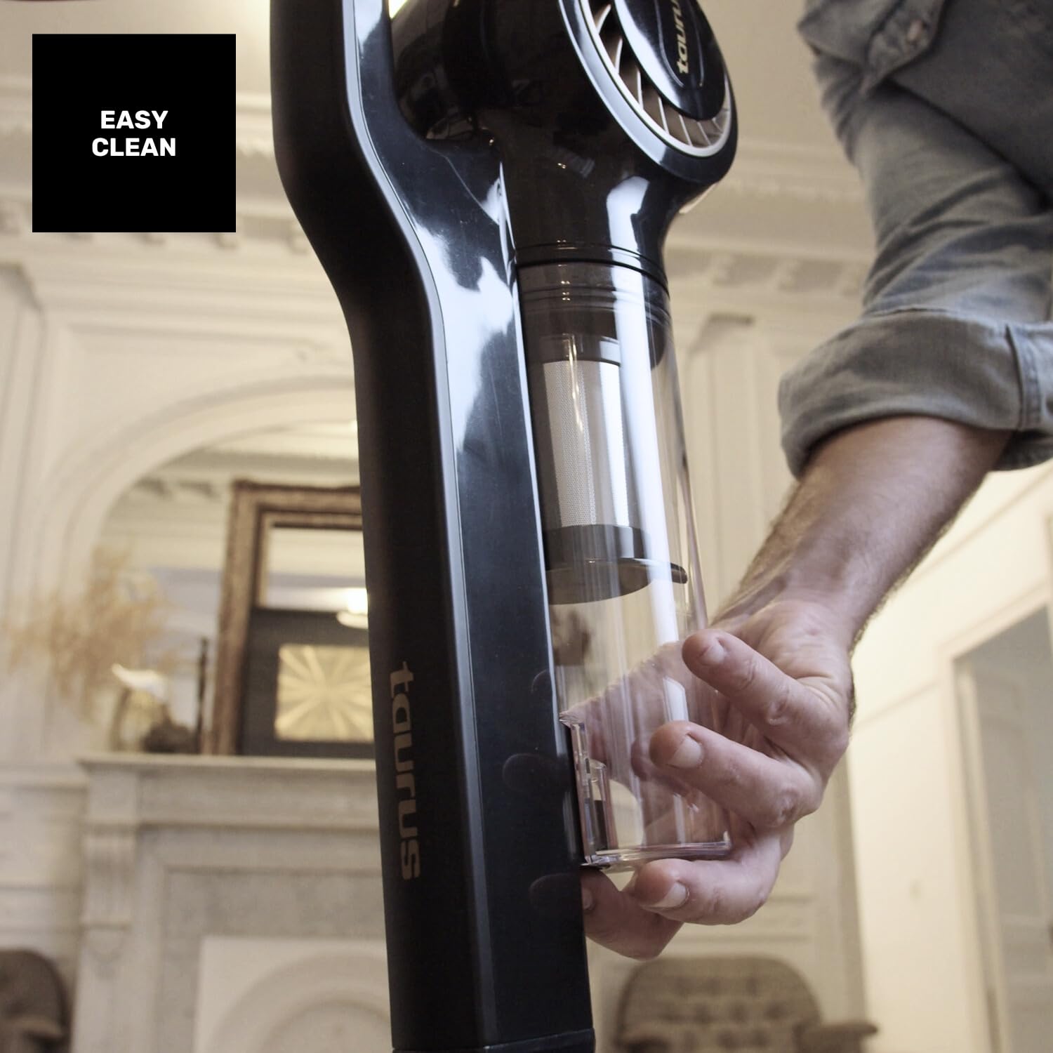 Taurus – Aspirador Vertical Homeland Endless, 600W, 18000 Pa, Escoba 3 en 1 con Lanza y Cepillo para Tapicerías, Filtro HEPA, Cable 6 m, Sistema Ciclónico, Negro