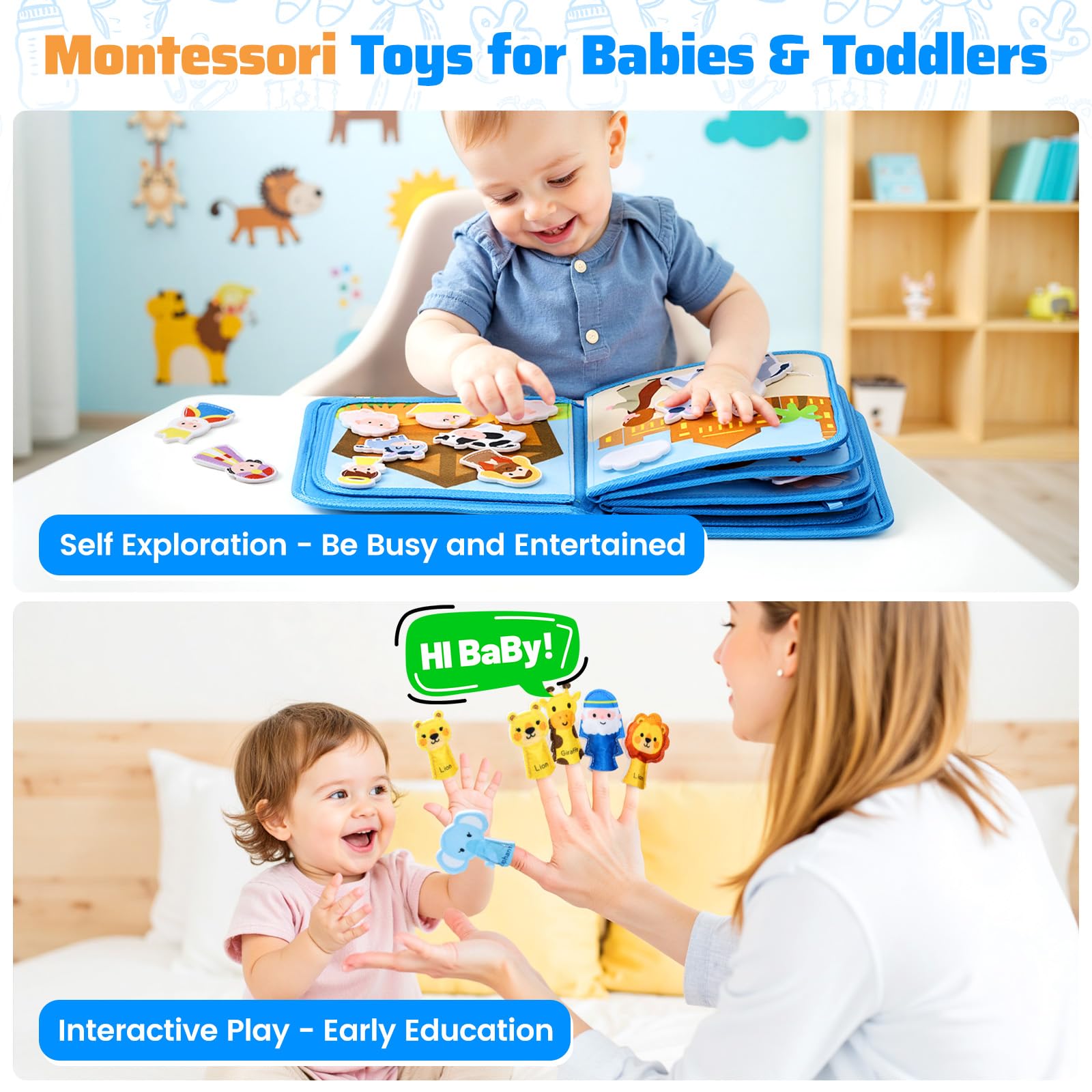 Esjay Busy Board Bible Quiet Activity Book per bambini piccoli Montessori Giocattoli a partire da 1 2 3 anni bambino gioco battesimo compleanno regalo ragazzi ragazze giocattolo educativo giocattolo