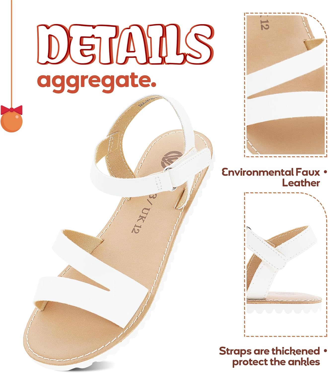 FLYFUPPY Girls Sandals Strappy Open Toe Outdoor Flats with Hook and Loop Kid Summer Shoes for Girls - Image 3