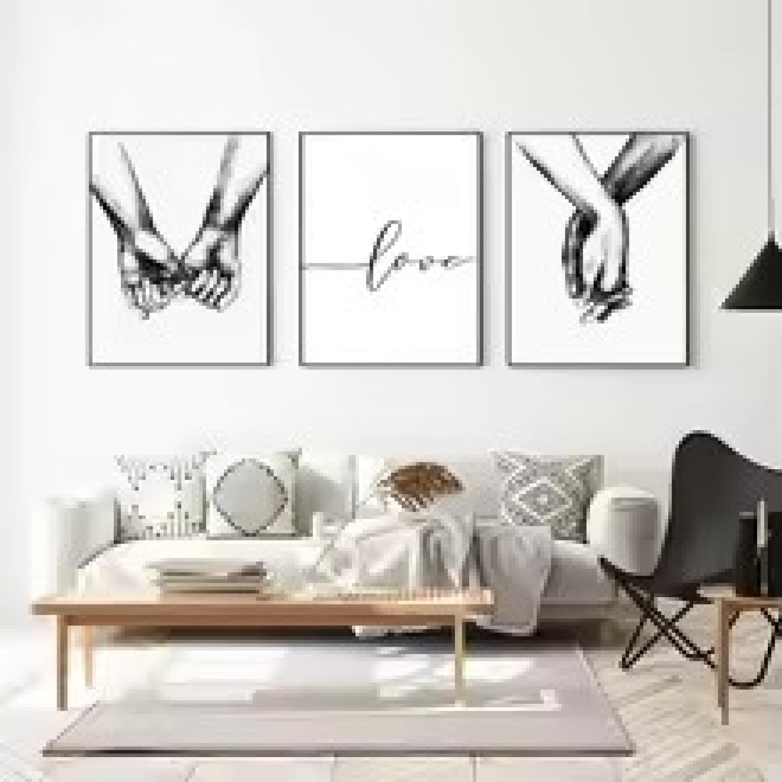 Affiche mains dans la main en noir et blanc pour une chambre romantique - 8
