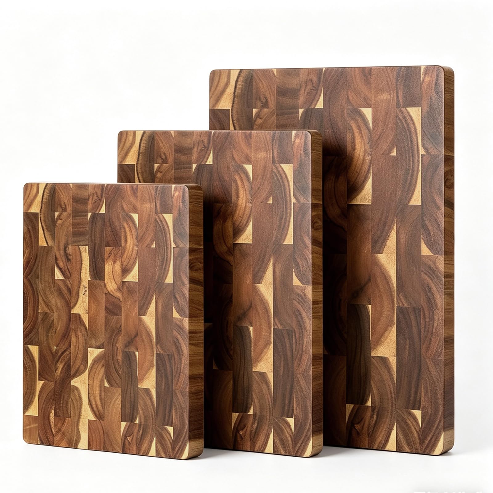 3 tablas de cortar de madera de acacia, tablas de cortar de madera para cocina, tabla de cortar de madera reversible, tabla de cortar de grano final, asas integradas, bandejas de madera para carne
