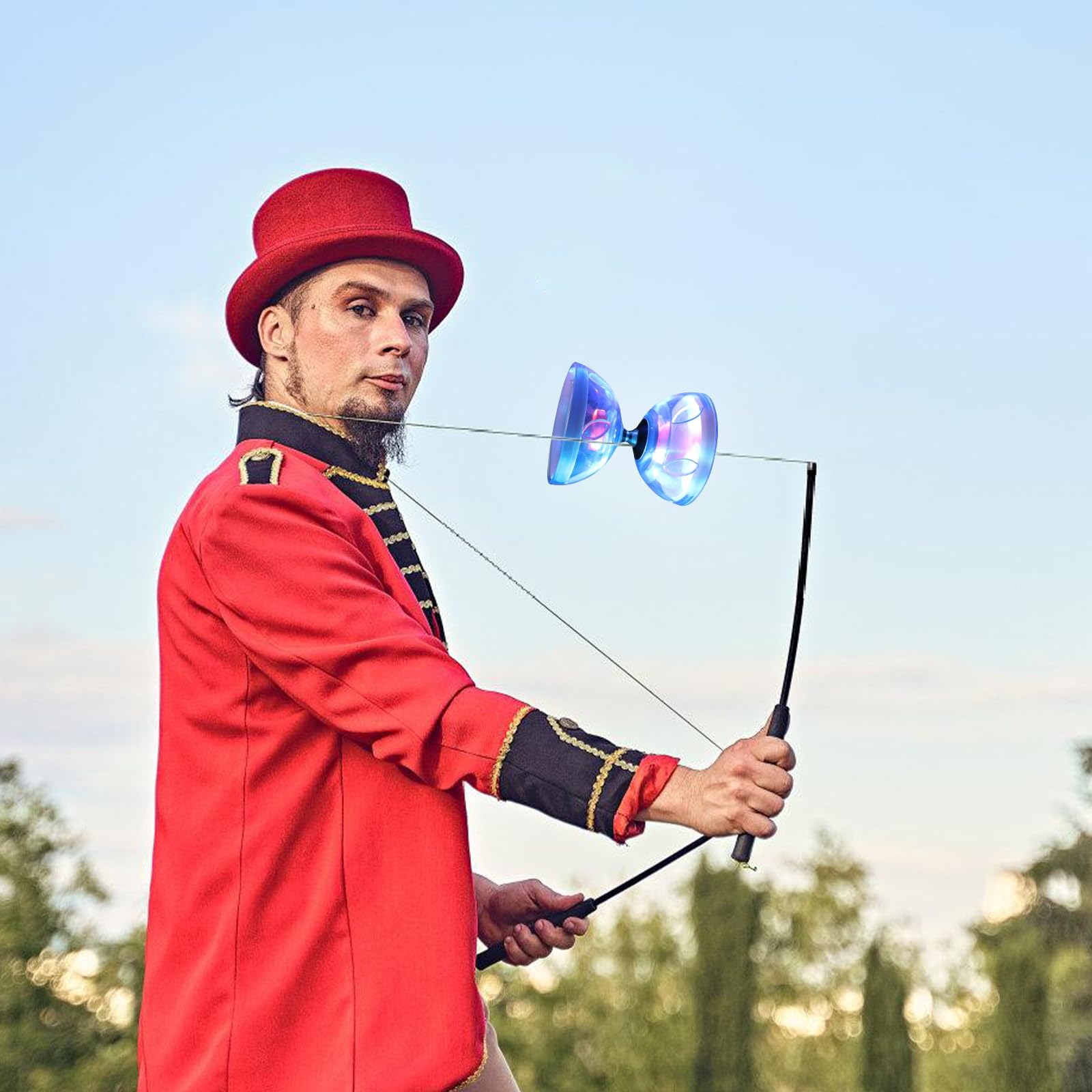 Diábolo LED con rodamiento de bolas, DiaBolo con rodamiento de bolas, diábolo luminoso en la oscuridad, juego de malabarismos para niños y adultos, principiantes profesionales, rueda libre circo