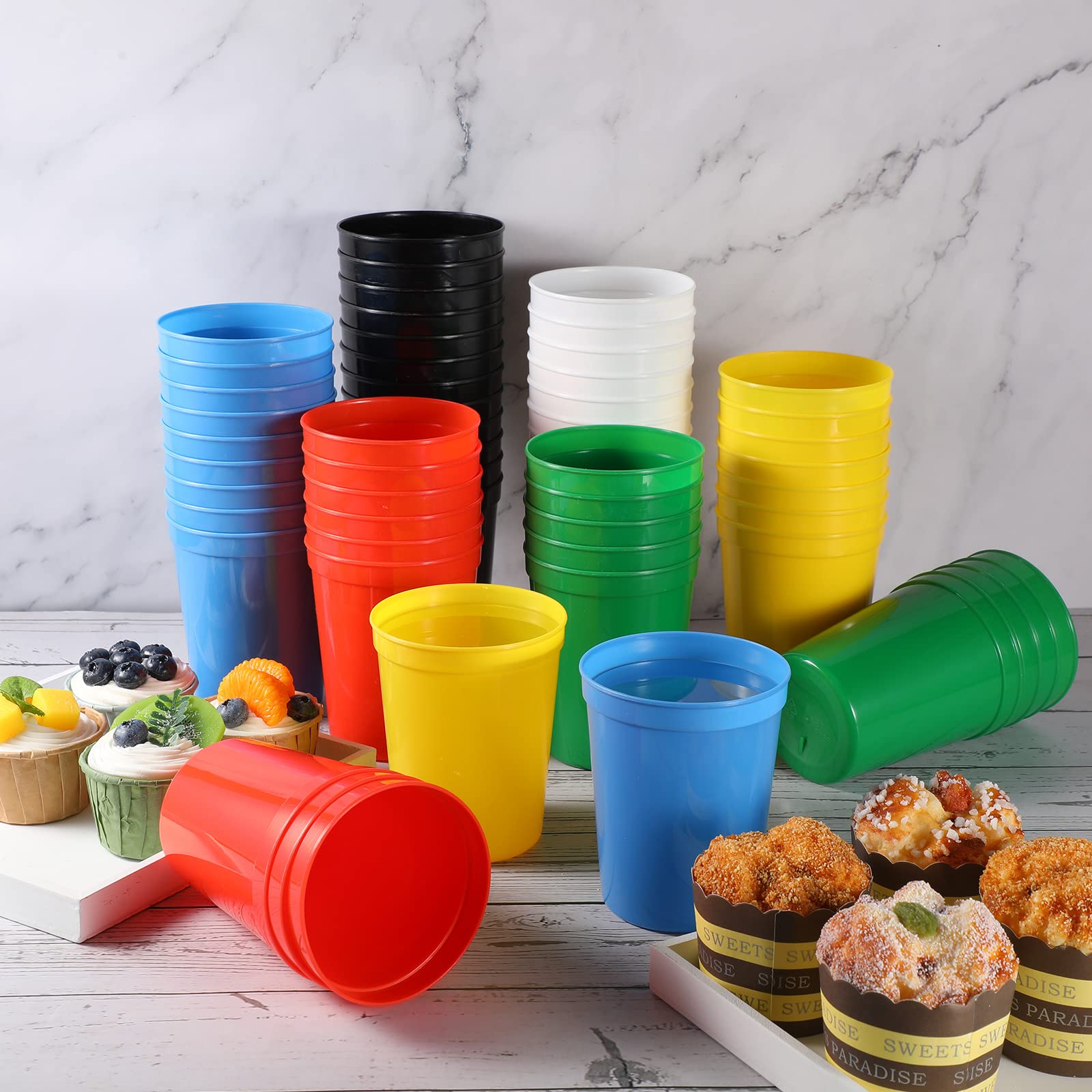 Amazon.com: Gerrii 60 Pcs Stadium Cups 16oz Reusable Plastic Large Cups  Drink Tumblers for Parties Birthday Picnics Sports Event Wedding Party(Elegant  Colors) : Toys & Games