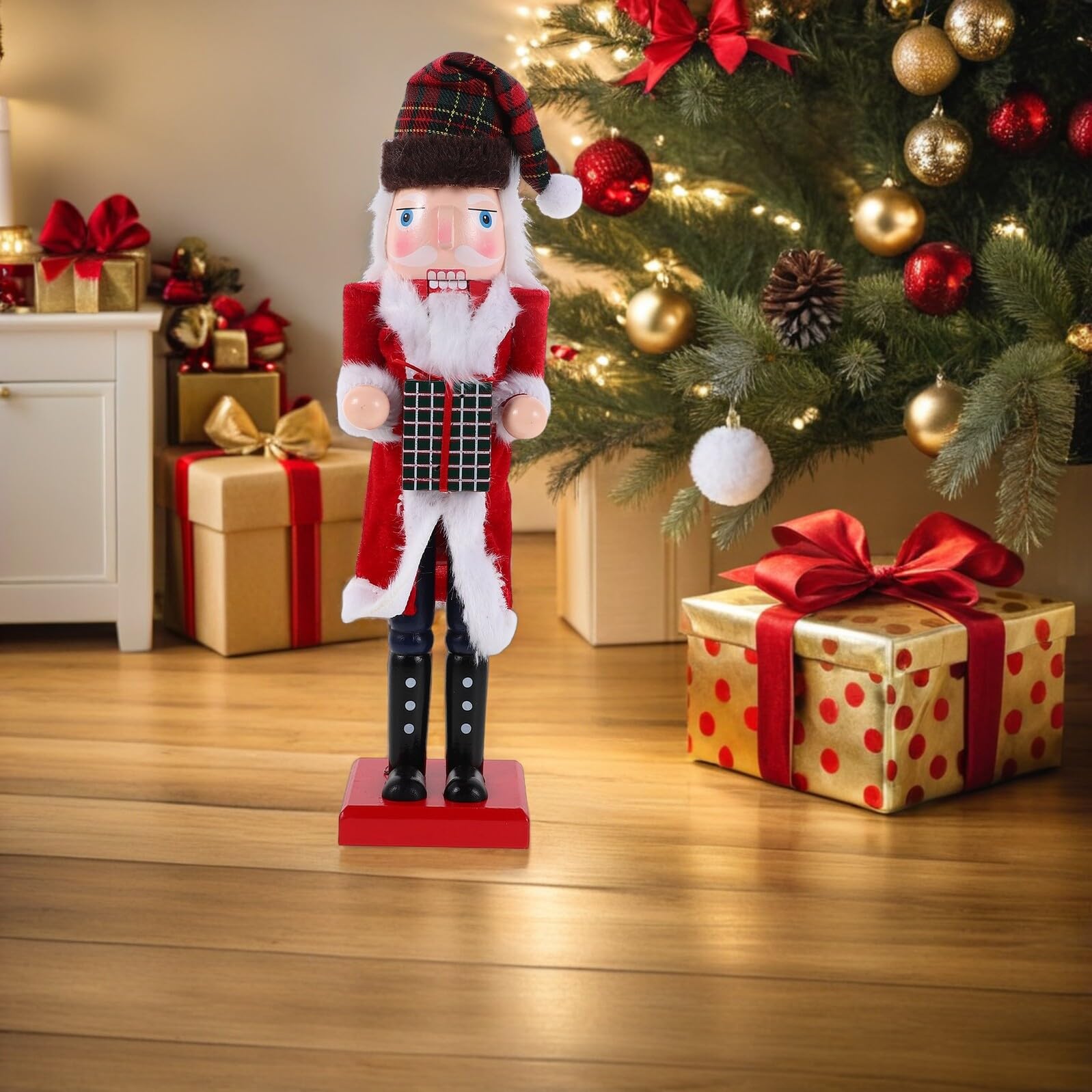 Schiaccianoci Tradizionale in Legno Decorazione Natalizia da Tavolo per Festa di Natale e Capodanno Statua Pupazzo Soldatino Festivo per Interni Accoglienti