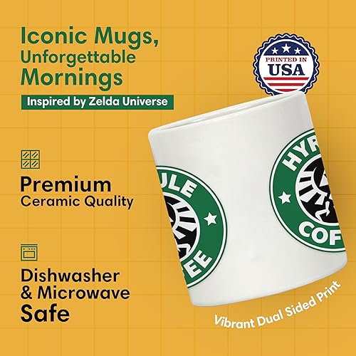 Miniatura 9 de LookHUMAN Legend of Zelda - Taza de café Hyrule, tazas de café únicas para los amantes de las leyendas de Zelda, tazas de café de cerámica con