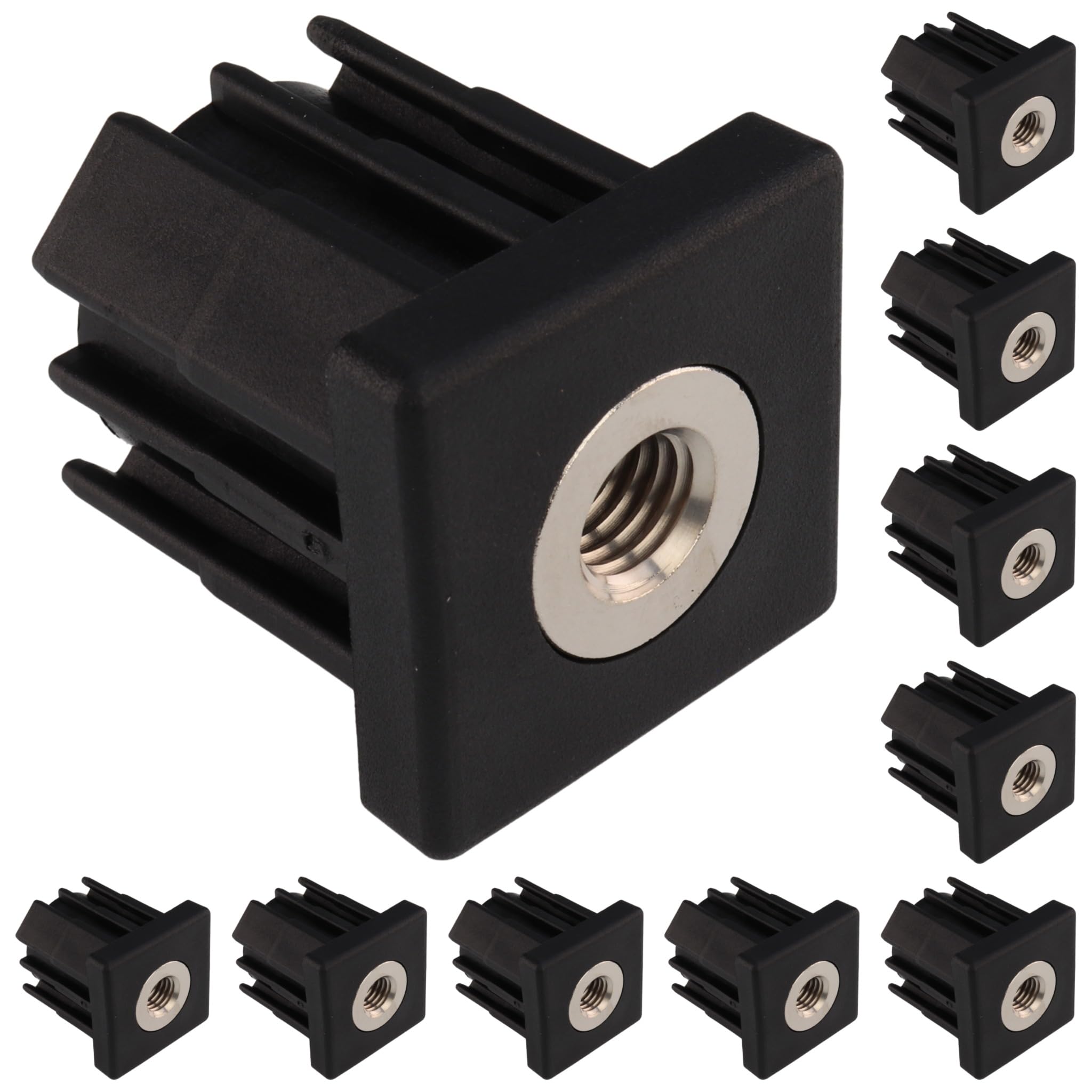 10 tapones roscados M12, 40 x 40 x 2,0, plástico PA reforzado con